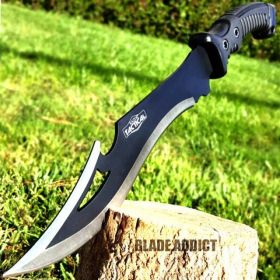 15.5" Black HUNTING SURVIVAL FIXED BLADE MACHETE Tactical Knife