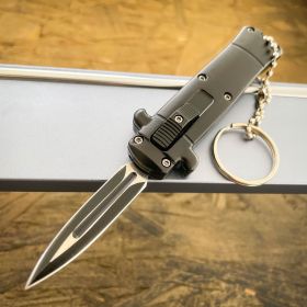 Black Mini Stiletto OTF Knife Keychain