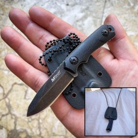 4.75" M-TECH Military Tactical Fixed Blade Combat Neck Knife w/ Chained Sheath