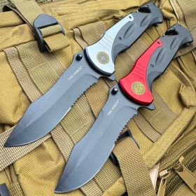 10.5" Sheriff Firefighter Fire Dept HUGE Spring Assisted Pocket Rescue Knife NEW