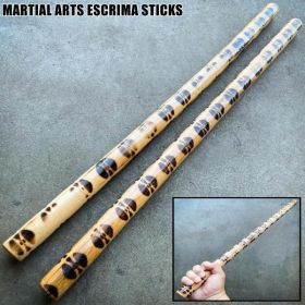 Escrima Sticks (Pair) 26" Multi Node Rattan Kali Arnis Burnt Skin Martial Arts