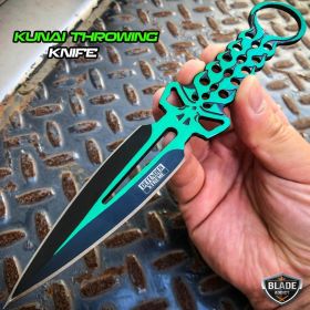 8" Green Skull Kunai Throwing Knife