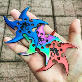 3 PC Set Ninja Throwing Stars Anime Shuriken Knife Curve  Blade Five-Sided