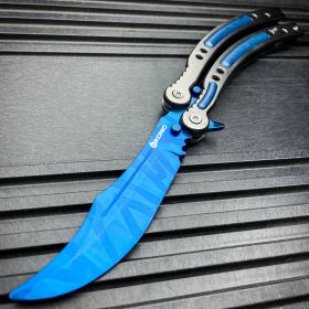 CSGO Blue Butterfly Slaughter BALISONG Trainer Knife Upgraded