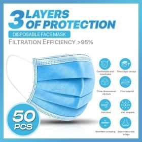 50 PCS Blue Disposable Face Masks