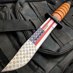 12" Military Tactical USA FLAG WWII COMBAT Fixed Blade Survival Hunting KNIFE