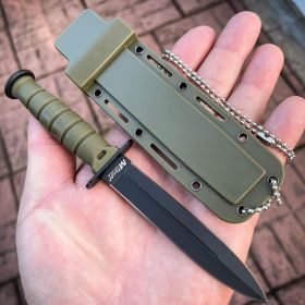 6" MTECH Military Kabai Tactical Combat Fixed Blade Neck Knife w/ Chained Sheath