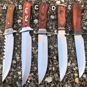 Survival Hunting Camping Fixed Blade Full Tang Bowie Rambo Knife w/ Wood Handle