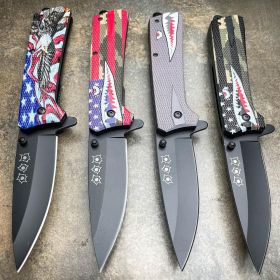 8" Military Shark Head Tactical Spring Assisted Pocket OPEN Folding Knife Blade