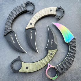 8" Military Survival Karambit Fixed Blade Camping Combat Knife w Hard Sheath