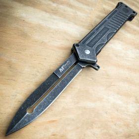 8" STONEWASH Tactical Pocket Knife w Glass Breaker