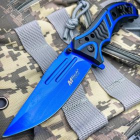 MTECH USA 8.25" BLUE SPRING OPEN ASSISTED TACTICAL FOLDING POCKET KNIFE Blade