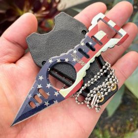 Spear Point Neck Knife USA Flag