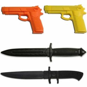 3PC Practice Training Pistol Gun Polypropylene Dummy Rubber Glock & Knife Combo