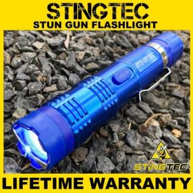 STINGTEC Tactical Stun Gun HIGH POWER Metal Rechargeable LED Flashlight - Blue