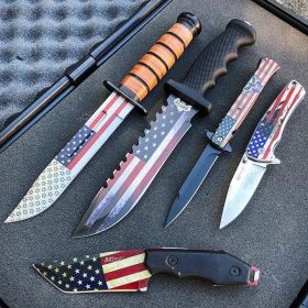 5PC AMERICAN USA FLAG PATRIOTIC KNIFE SET