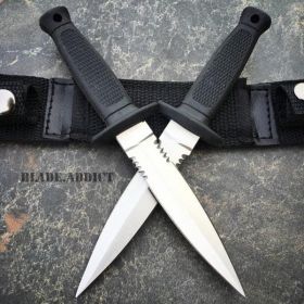 2PC 7" Military Tactical Combat Throwing Knife Dagger Set Hunting Ninja Naruto