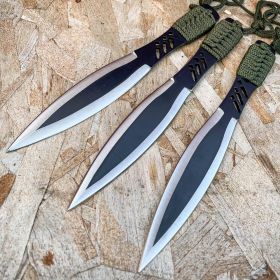 8" Tactical Ninja 3PC BLACK TEARDROP THROWING KNIVES Combat Blades w/ Sheath NEW