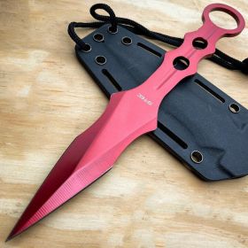 9" Ninja Tactical Fixed Blade Naruto Kunai Karambit Throwing Neck Knife RED