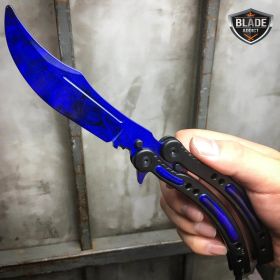 CSGO BLUE SAPPHIRE Butterfly Balisong Practice Knife Combat Trainer