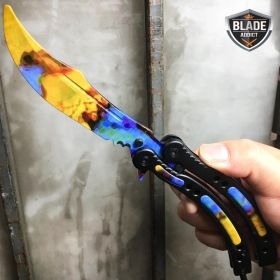 CSGO CASE HARDENED Balisong Practice Butterfly Knife Tactical Trainer