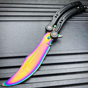 CSGO RAINBOW FADE Practice Knife Balisong Butterfly Tactical Trainer