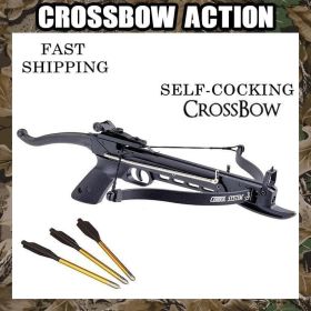 Hunting Tactical Self-Cocking COBRA Pistol Crossbow w/ Arrows 80LB