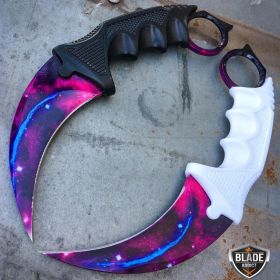 2PC COMBAT KARAMBIT NECK KNIFE Hunting BOWIE FIXED BLADE GALAXY