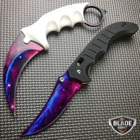 2PC CSGO FOLDING Open POCKET KNIFE White Galaxy Blade