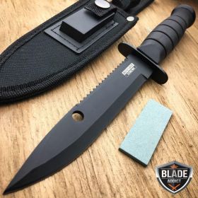 10.5" Tactical Fixed Blade Gut Hook Hunting Survival Knife w Sheath