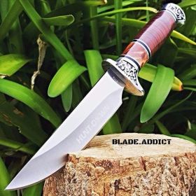 10" Full Tang Fixed Blade Hunting Knife Wood