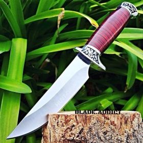 10" Wood Fixed Blade Hunting Skinning Knife