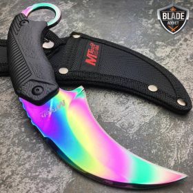 7.5" MTECH Tactical RAINBOW Karambit FULL TANG Hawkbill Knife Claw