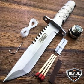 8.25" Tactical Fishing Hunting Knife w/ Sheath Survival Kit