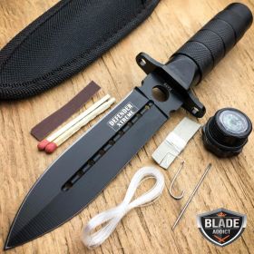 8" Tactical Hunting Survival Knife w/ Sheath Bowie Survival Kit