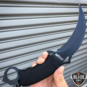 MTECH BLACK TACTICAL KARAMBIT KNIFE SURVIVAL HUNTING BOWIE Fixed Blade