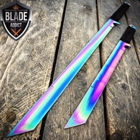 28" RAINBOW NINJA SWORD Full Tang Machete Tactical Blade Katana