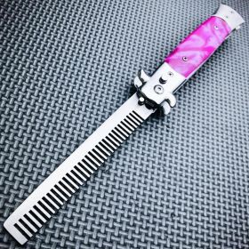 Automatic Push Button Folding Comb Switchblade Knife Looking Brush