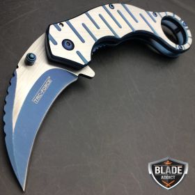 6.5" Tactical Spring Assisted Open Karambit Pocket Knife CLAW BLUE