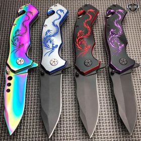 7.75" Fantasy Dragon Spring Assisted Open Rescue Folding Pocket Knife