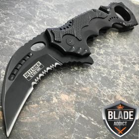 8" Karambit Zombie Pocket Knife - Black