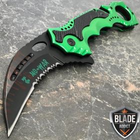 8" Karambit Zombie Pocket Knife - Green