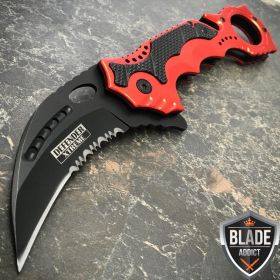 8" Karambit Zombie Pocket Knife - Red