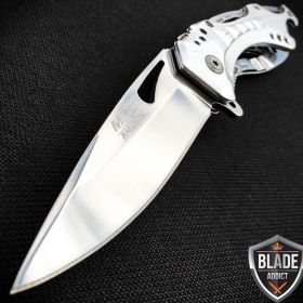 8" MTECH SILVER CHROME SPRING ASSISTED OPEN Tactical POCKET KNIFE