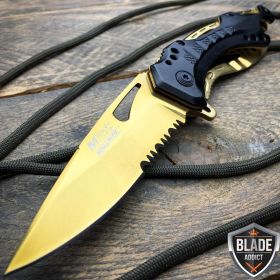 8" MTECH USA GOLD SPRING ASSISTED SURVIVAL FOLDING KNIFE Blade