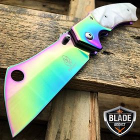 8" Razor Cleaver Pocket Knife - Rainbow