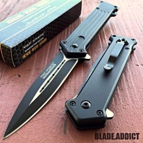 8" Tac Force Spring Assisted Stiletto Pocket Knife Black