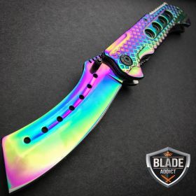 9" Razor Cleaver Pocket Knife - Rainbow