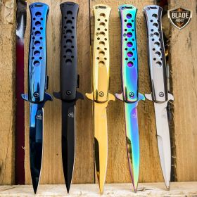 9" SPRING ASSISTED TACTICAL STILETTO Folding POCKET KNIFE