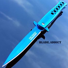 9" Tac Force Blue Titanium Stiletto Pocket Knife